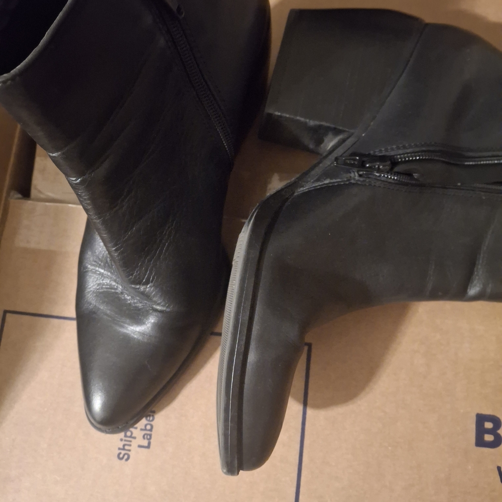 Black Leather Ankle Boots